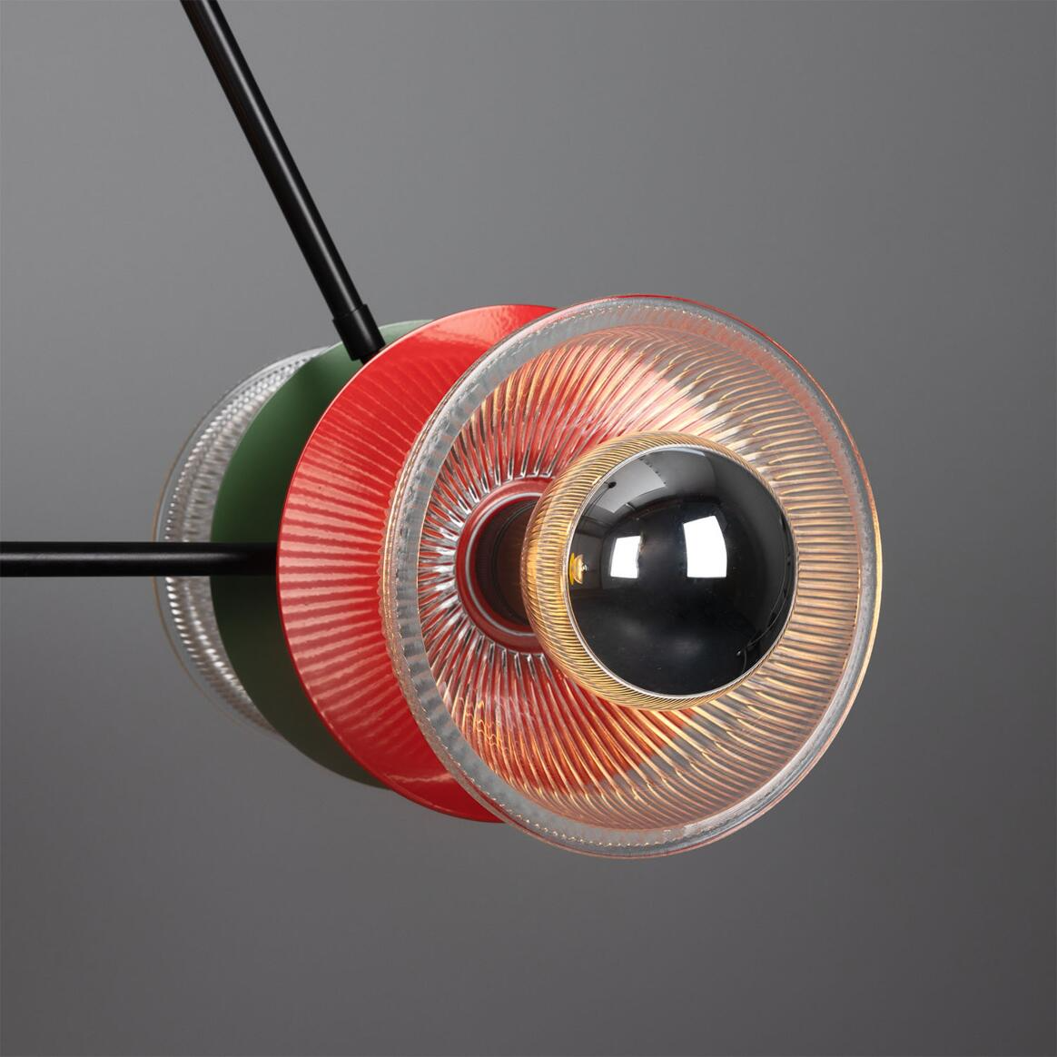 Mullan Eclipse Multicoloured Prismatic Glass Dish Chandelier - Powder-Coated Matte Black Finish