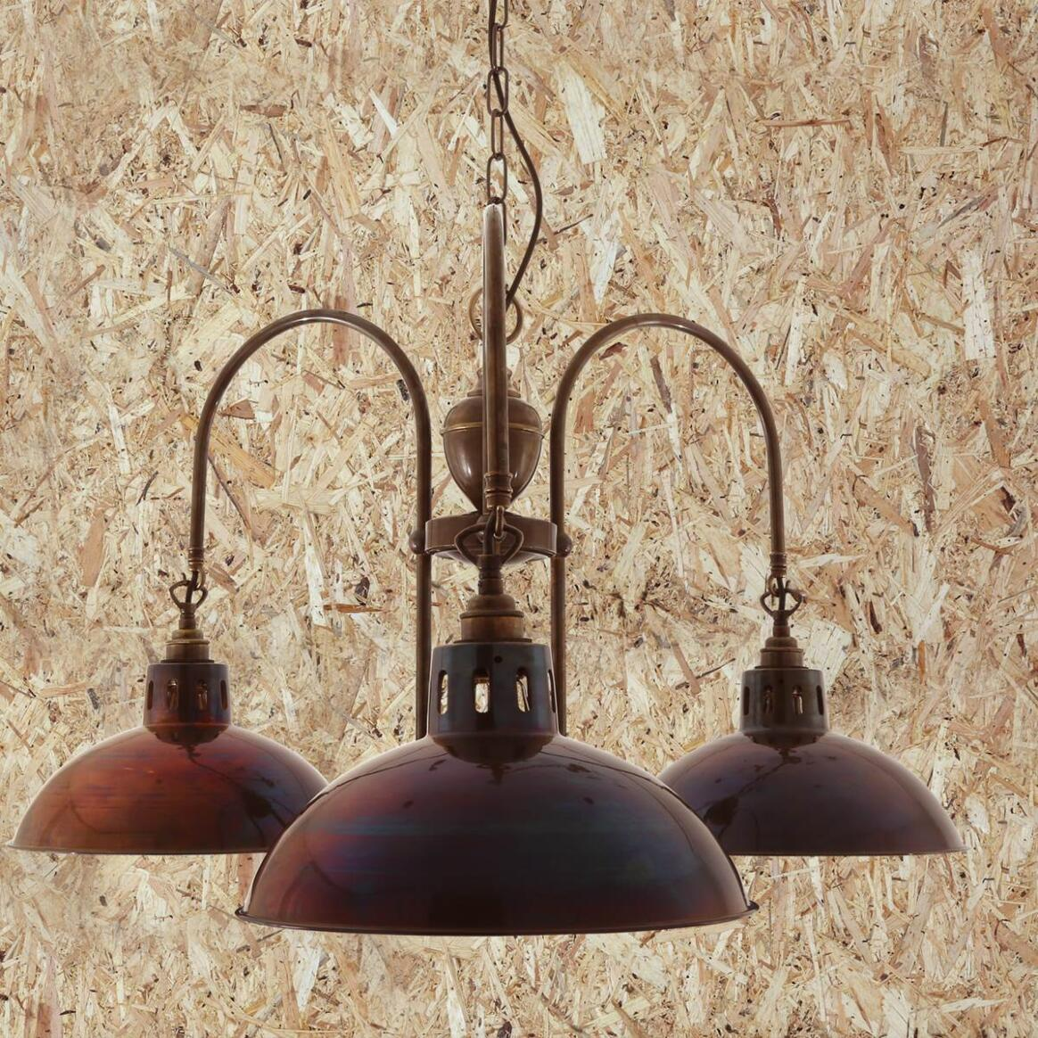 Mullan Goiania Industrial Brass Chandelier Three-Arm - Antique Brass Finish