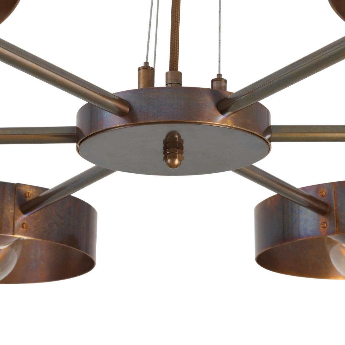 Mullan Fossa Modern Industrial Chandelier Six-Arm - Antique Brass Finish