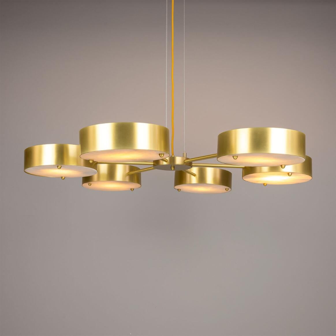 Mullan Stirling Alabaster Chandelier - Satin Brass Finish