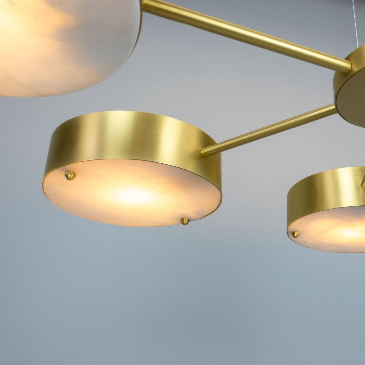 Mullan Stirling Alabaster Chandelier - Satin Brass Finish