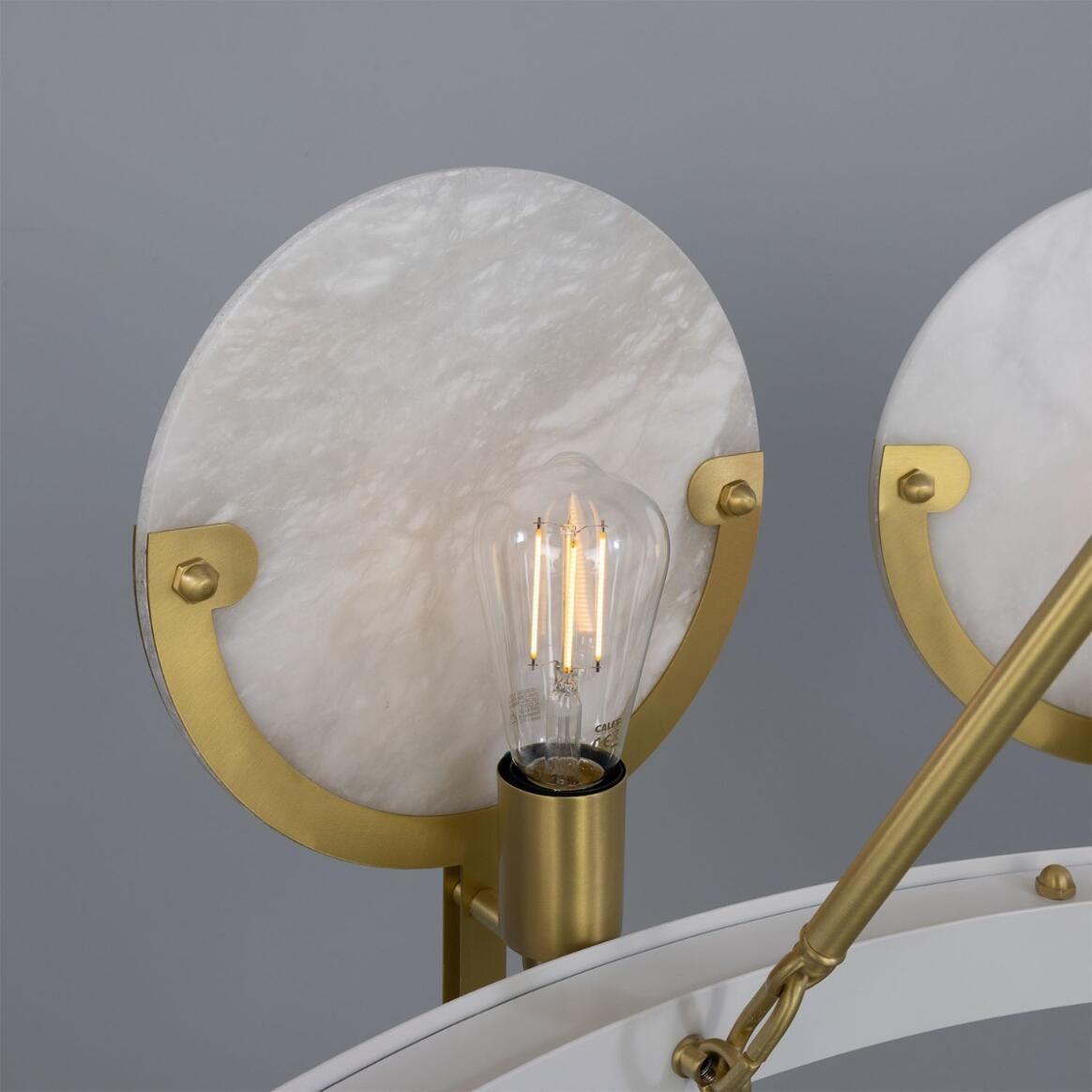 Mullan Edinburgh Alabaster and Brass Chandelier 12-Light - Powder-Coated White Finish