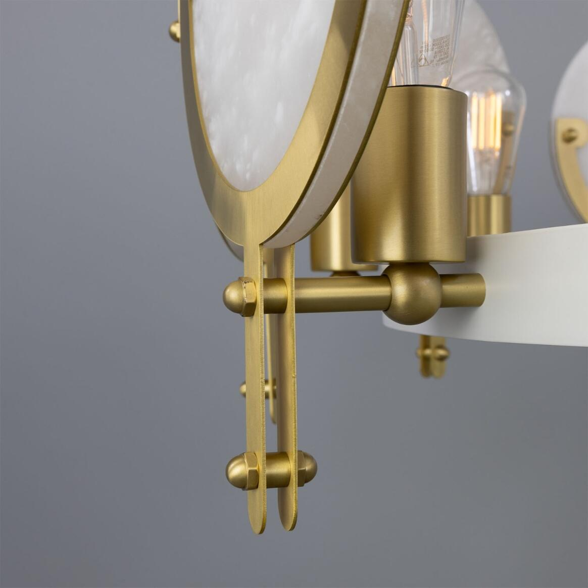 Mullan Edinburgh Alabaster and Brass Chandelier 12-Light - Powder-Coated White Finish