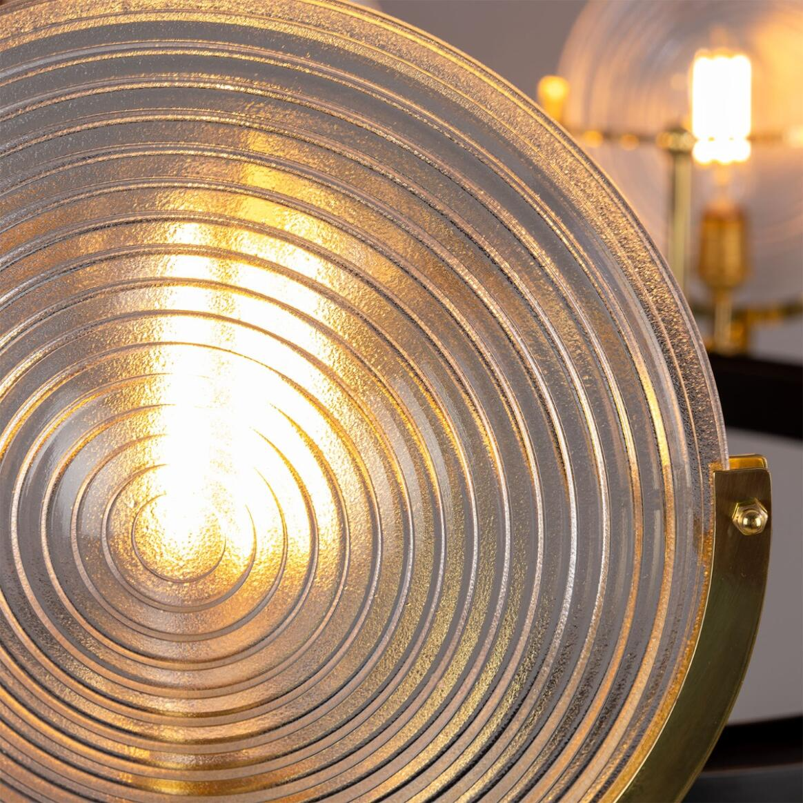 Mullan Portland Prismatic Glass Dish Chandelier Nine-Light - Polished Brass Finish