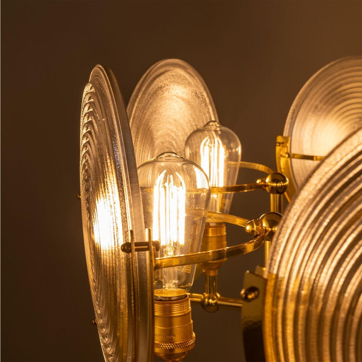Mullan Portland Prismatic Glass Dish Chandelier Nine-Light - Polished Brass Finish