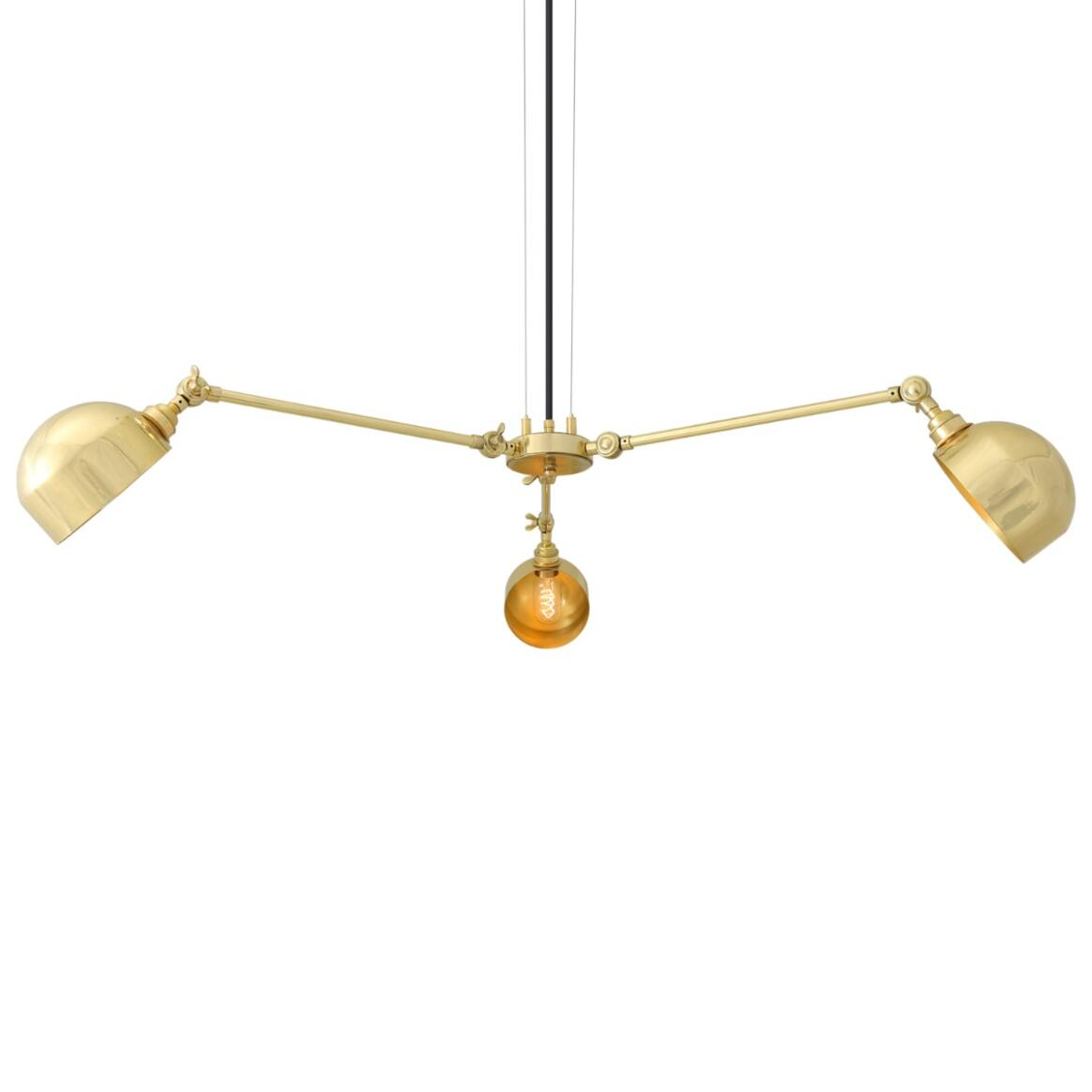 Mullan Neiva Vintage Adjustable Chandelier Three-Arm - Polished Brass Finish