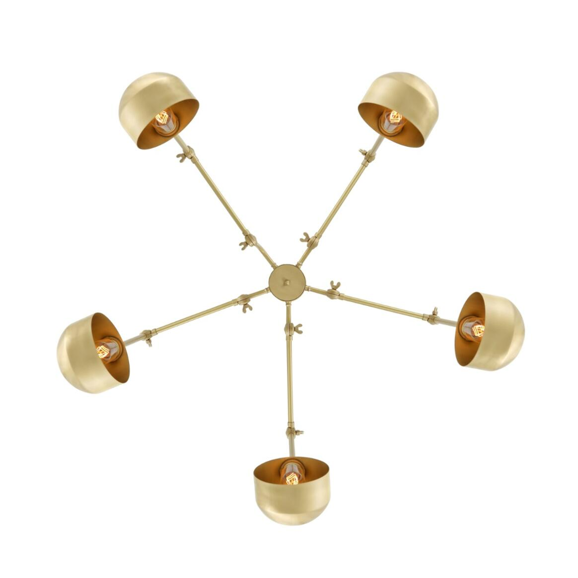 Mullan San Jose Industrial Chandelier Five-Arm - Satin Brass Finish