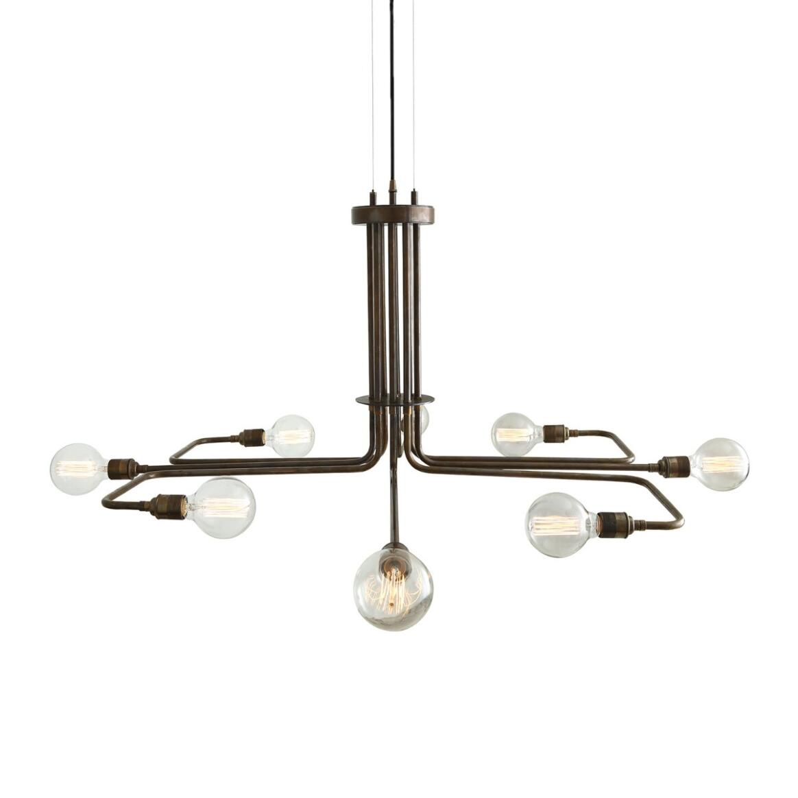 Mullan Amman Mid-Century Chandelier Eight-Arm - Antique Brass Finish