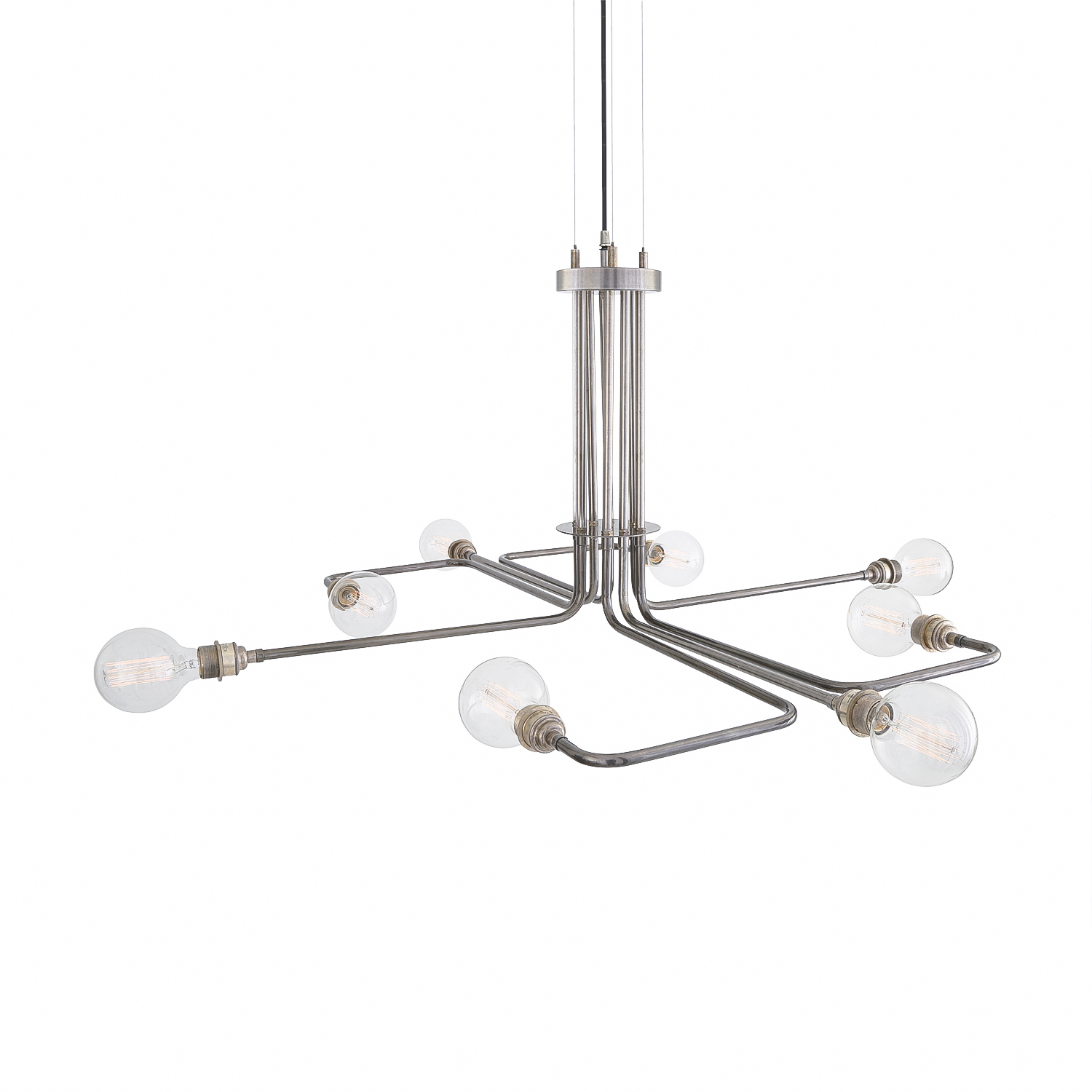 Mullan Amman Mid-Century Chandelier Eight-Arm - Antique Silver Finish
