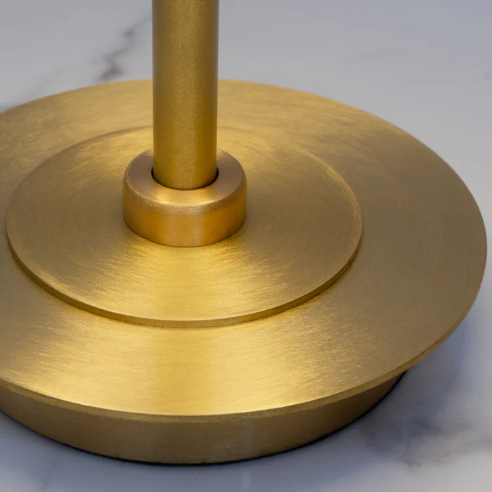 Northern Light - Cumberbatch Rechargeable Table Lamp - Brushed Brass Finish - 7" Drum Snowdrift Shade