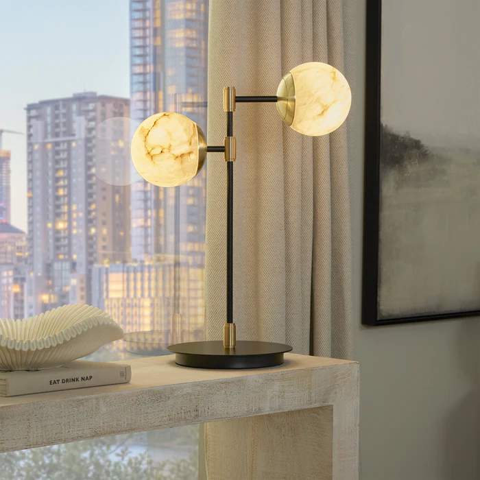 Northern Light - IO Table Lamp - Alabaster Finish - White Alabaster Globe Ø150mm Shade