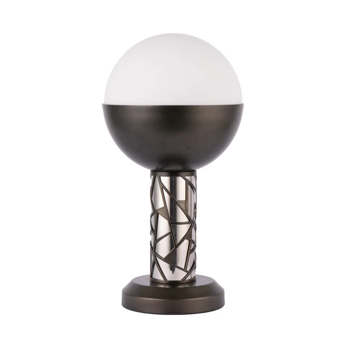 Northern Light - Kyoto Table Lamp - Pewter Finish - Matt Opal Glass Globe 200mm Shade