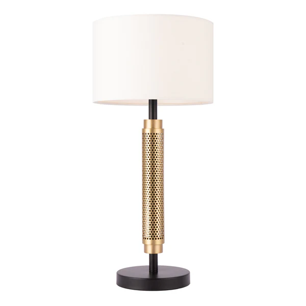 Northern Light - Walton Table Lamp Ivory Shade - Brushed Brass Finish - 10" Drum  Ivory Shade