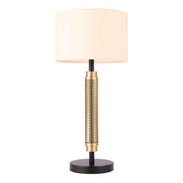 Northern Light - Walton Table Lamp Ivory Shade - Brushed Brass Finish - 10" Drum  Ivory Shade