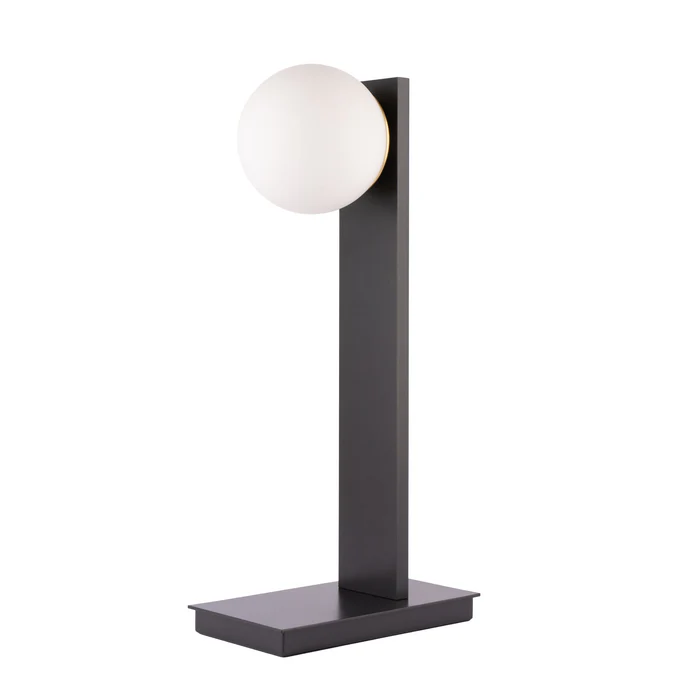 Northern Light - Jura Opal Globe Table Lamp - Black-Grey Polished Brass Finish - Matt Opal Glass Globe Ã˜150mm Shade