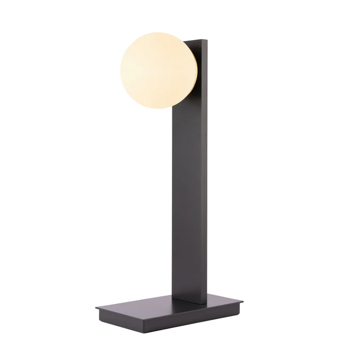 Northern Light - Jura Opal Globe Table Lamp - Black-Grey Polished Brass Finish - Matt Opal Glass Globe Ã˜150mm Shade