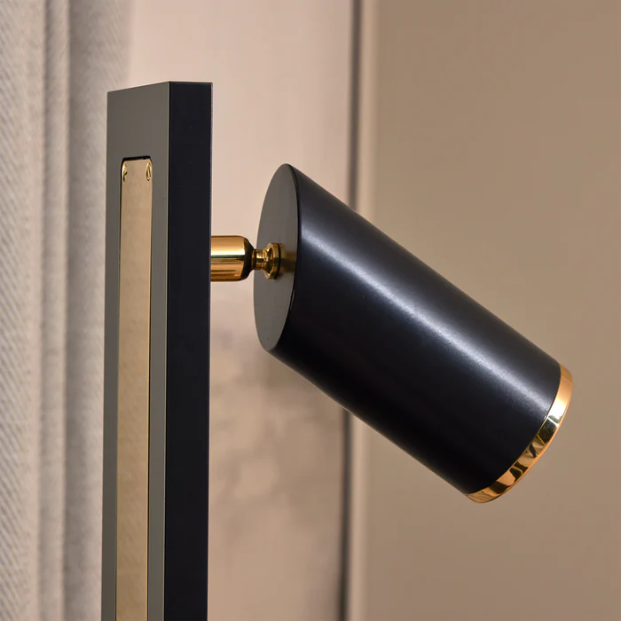 Northern Light - Jura Tubular Table Lamp - Black-Grey Polished Brass Finish