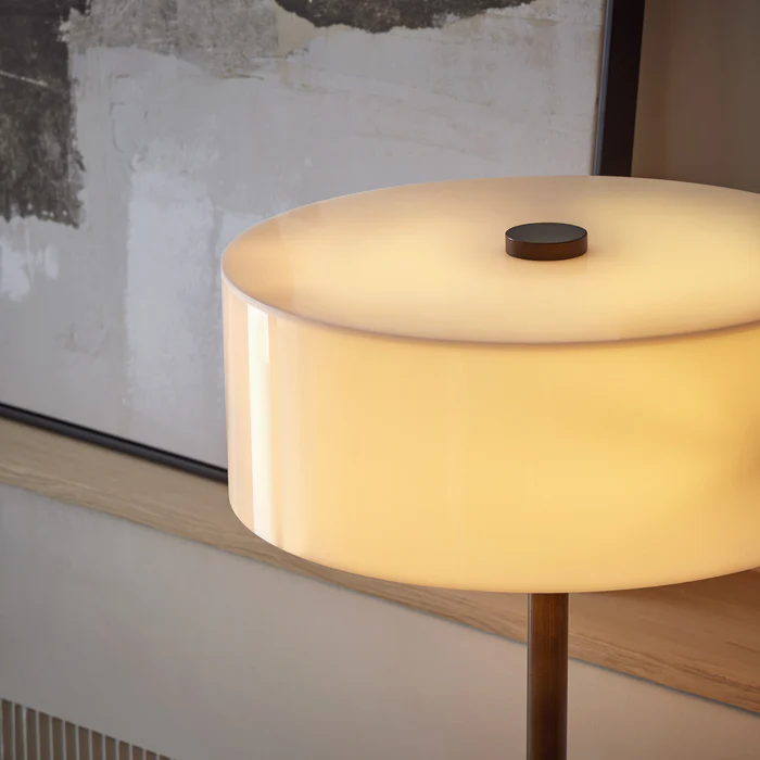 Northern Light - Verona Table Lamp - Dark Antique White Finish - 300mm Opal Acrylic Shade