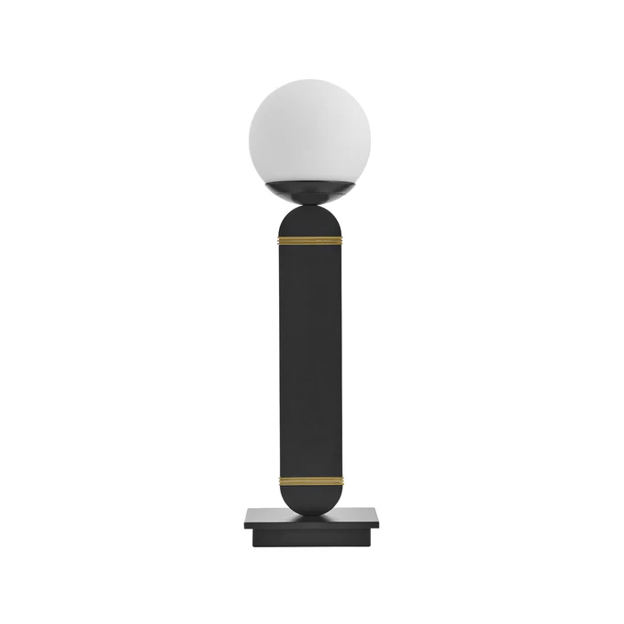 Northern Light - Porto Table Lamp - Black Grey Polished Brass - Matt Opal Glass Globe Ø150mm Shade
