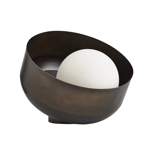 Northern Light - Bourbon Opal Table Lamp - Brass Dark Finish - Matt Opal Glass Globe Ø200 mm Shade