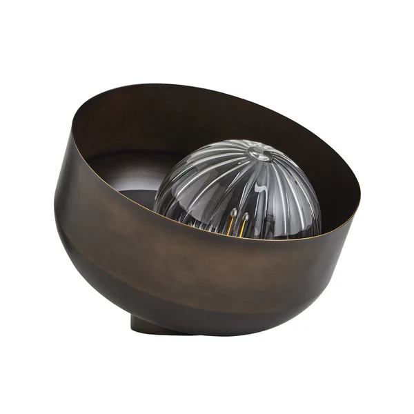 Northern Light - Bourbon Reeded Table Lamp - Brass Dark Finish - Reeded Glass Globe Ø200 mm Shade