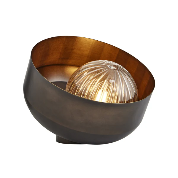 Northern Light - Bourbon Reeded Table Lamp - Brass Dark Finish - Reeded Glass Globe Ø200 mm Shade