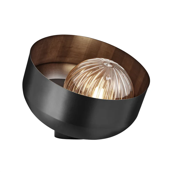 Northern Light - Bourbon Reeded Table Lamp - Matt Black Finish - Reeded Glass Globe Ø200 mm Shade