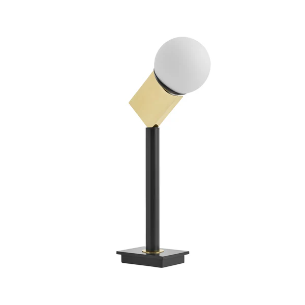 Northern Light -  Faro Table Lamp - Black Grey Polished Brass Finish - Matt Opal Glass Globe Ø150mm Shade