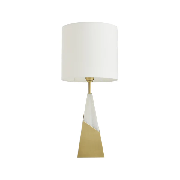 Northern Light - Cleo Table Lamp - Brushed Brass Finish - 10" Drum Snowdrift Shade