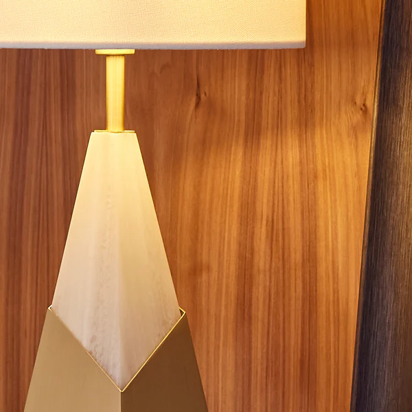 Northern Light - Cleo Table Lamp - Brushed Brass Finish - 10" Drum Snowdrift Shade