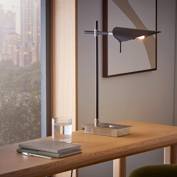 Northern Light - Axl Table Lamp - Brushed Stainless Steel Black Finish