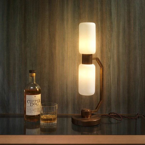 Northern Light - Bartok Table Lamp - Old English Brass Light Finish - Matt Opal Shade