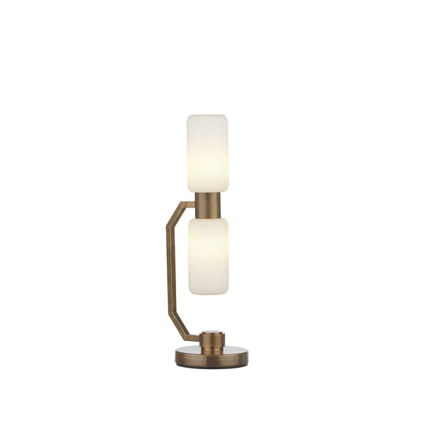 Northern Light - Bartok Table Lamp - Old English Brass Light Finish - Matt Opal Shade