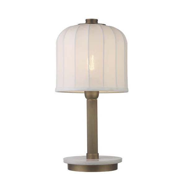 Northern Light - Heslop Table Lamp Medium - Old English Brass Light White Marble Finish - 8" Cloche Snowdrift Shade