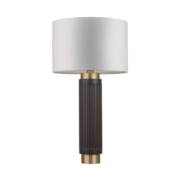 Northern Light - Camber Table Lamp Tall - Wenge Finish - 12" Short Drum Pearl Grey Shade