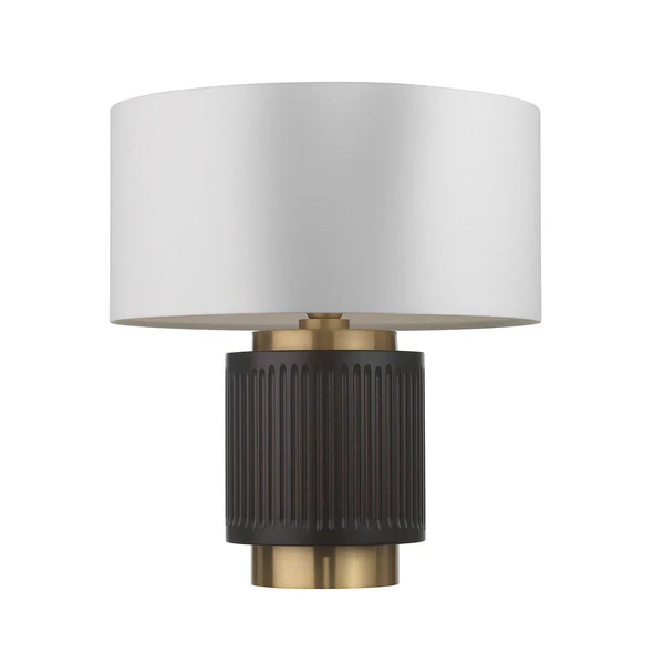 Northern Light - Camber Table Lamp Short - Wenge Finish - 16" Short Drum Pearl Grey Shade