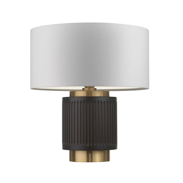 Northern Light - Camber Table Lamp Short - Wenge Finish - 16" Short Drum Pearl Grey Shade