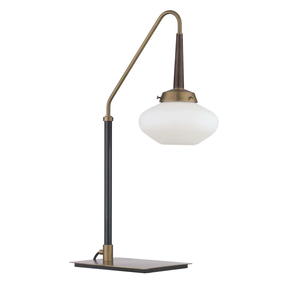 Northern Light - Hodgkin Table Lamp - Oiled Bronze Old English Brass Light Carbonne Finish - Matt Opal Shade