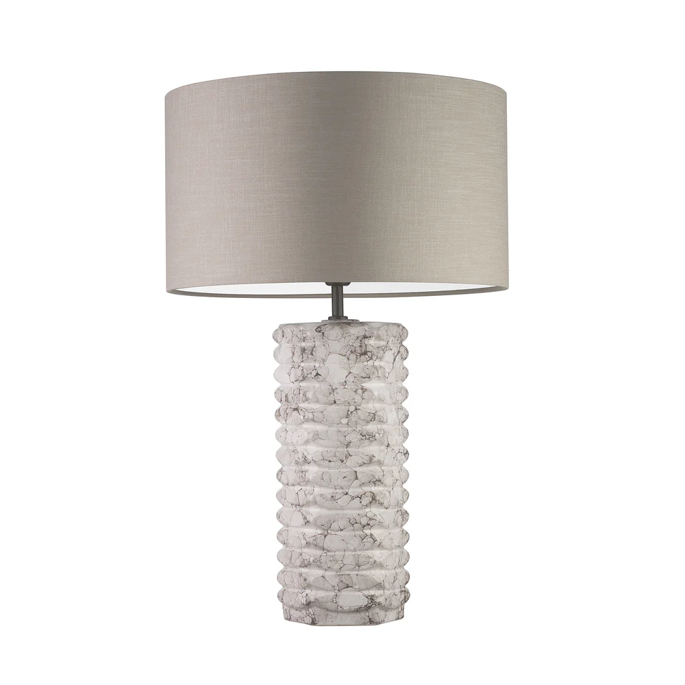 Northern Light - Balfron Table Lamp - Ammonite Reactive Glaze Rich Bronze Finish - 18" Short Drum Zinc Shade