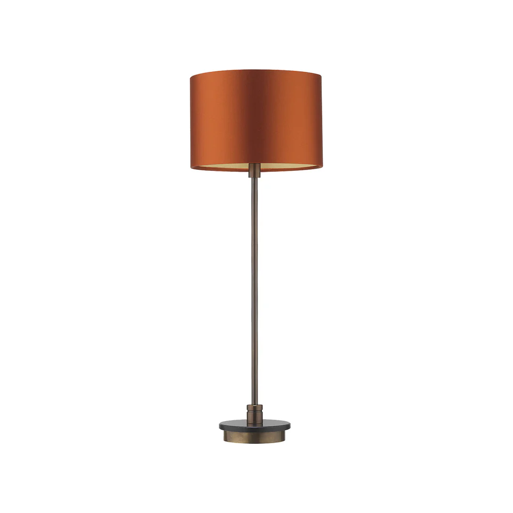 Northern Light - Cirque Table Lamp - Granite Clementine Rich Bronze Finish - 8" Short Drum Clementine Silk Gold Lining Shade