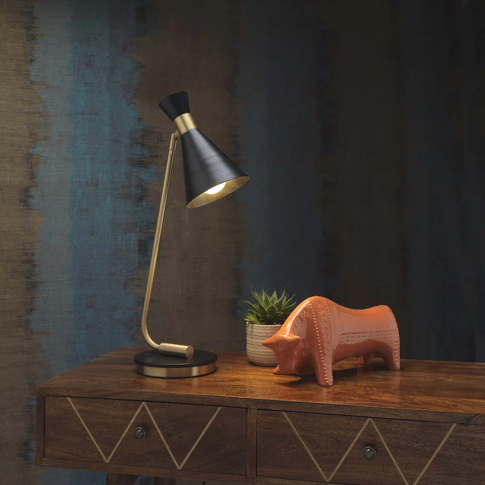 Northern Light - Pello Table Lamp - Matt Black Brushed Brass Finish