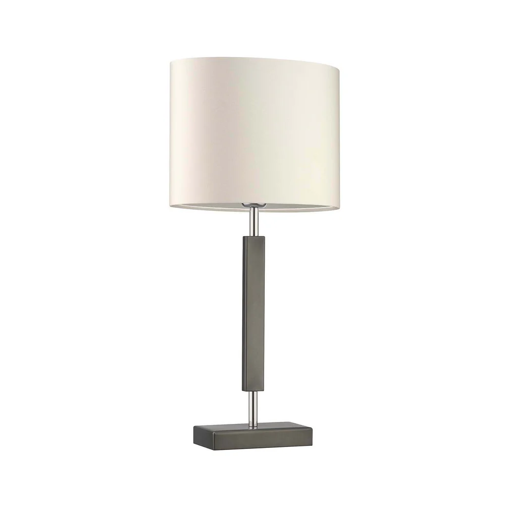 Northern Light - Rune Table Lamp Large - Pewter Polished Stainless Steel Finish - 10" Oval Ivory Satin Silver Lining Shade