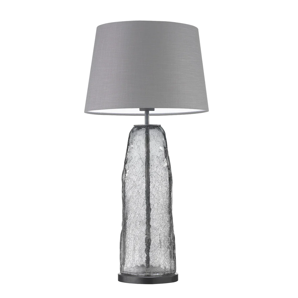 Northern Light - Sawyer Table Lamp - Smoked Glass Oiled Bronze Finish - 16" Soho Drum Smoke Shade