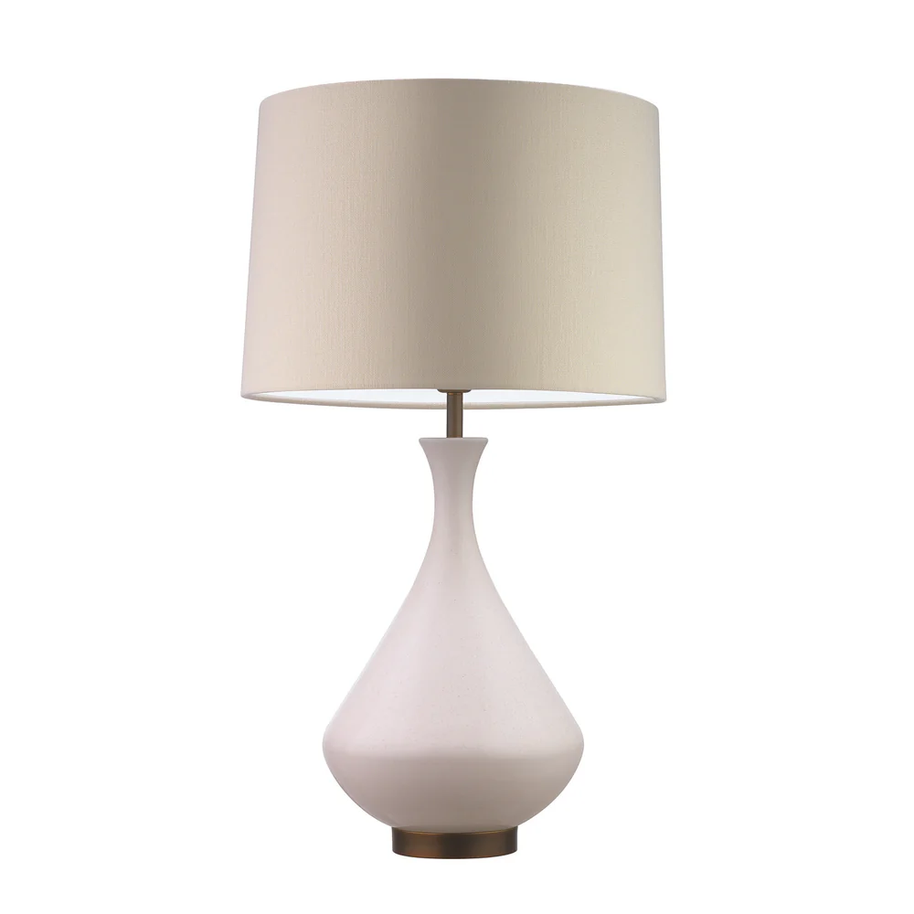 Northern Light - Teba Table Lamp - Stipple Reactive Glaze Rich Bronze Finish - 16" Soho Drum Saxon Ivory Linen Shade