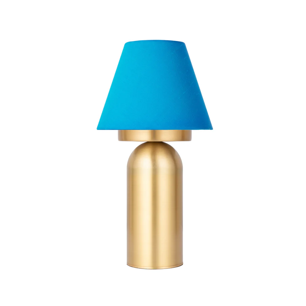 Northern Light - Bubble Rechargeable Table Lamp - Brushed Brass Finish - 6" Candle Kingfisher Shade