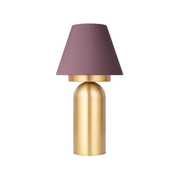 Northern Light - Bubble Rechargeable Table Lamp - Brushed Brass Finish - 6" Candle Prune Shade
