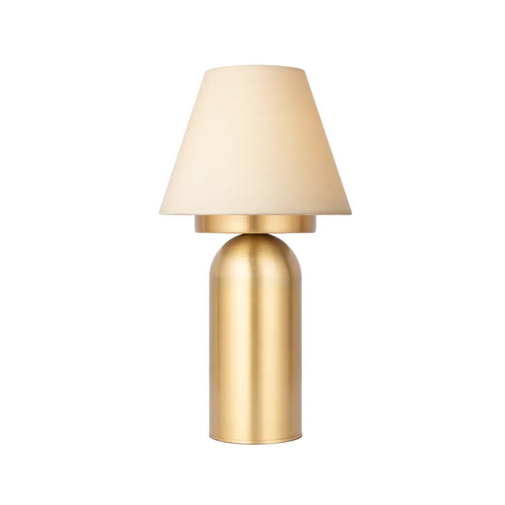 Northern Light - Bubble Rechargeable Table Lamp - Brushed Brass Finish - 7" Candle Feather Shade