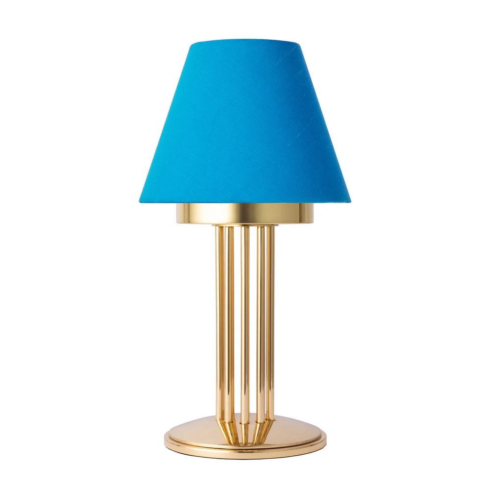 Northern Light - Inari Rechargeable Table Lamp - Polished Brass Finish - 7" Candle Kingfisher Shade
