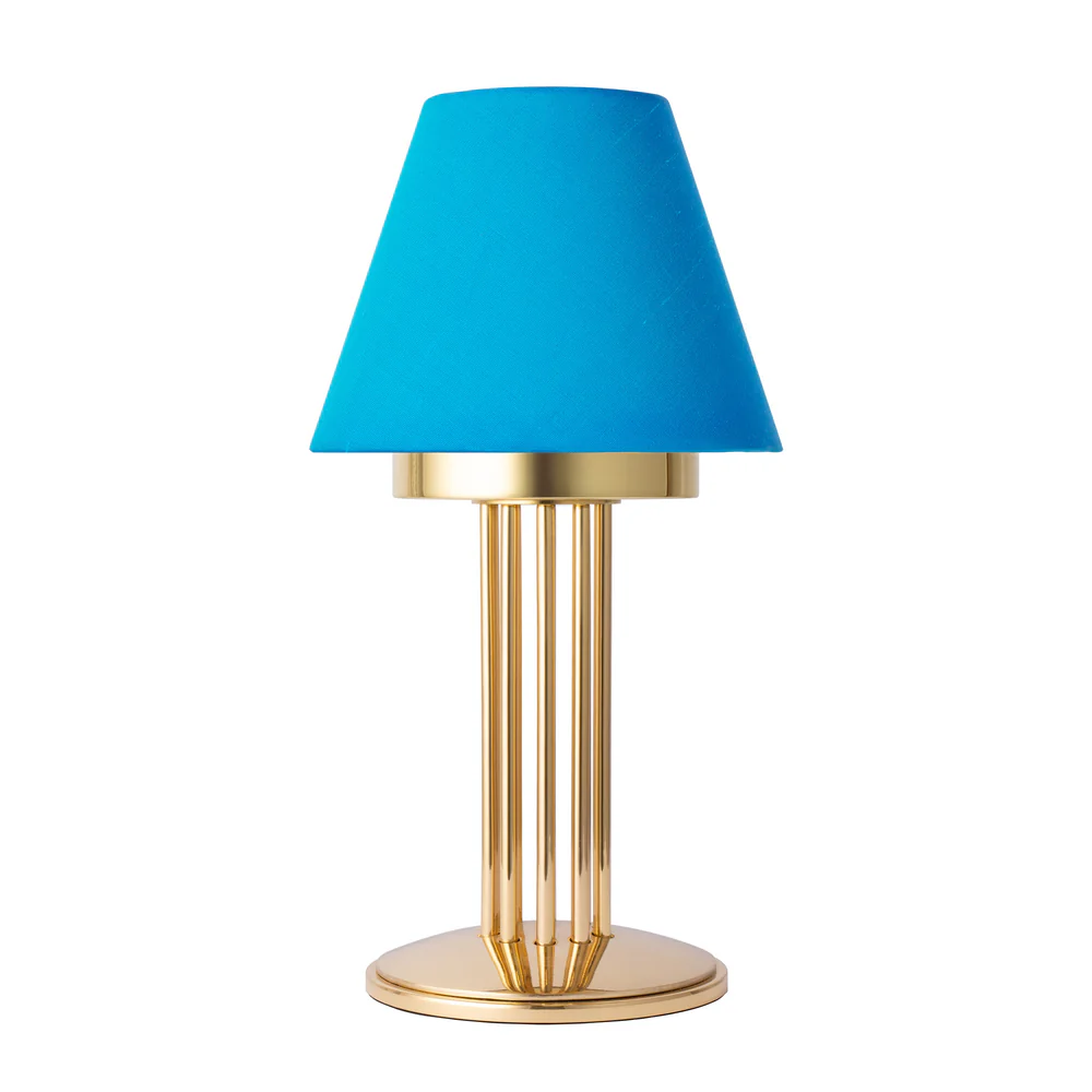 Northern Light - Inari Rechargeable Table Lamp - Polished Brass Finish - 7" Candle Kingfisher Shade
