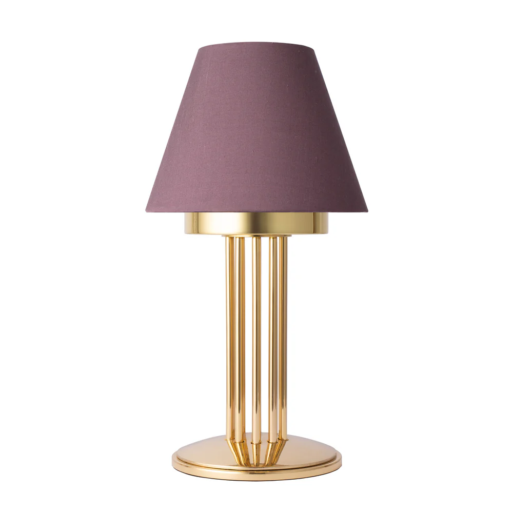 Northern Light - Inari Rechargeable Table Lamp - Polished Brass Finish - 6" Candle Prune Shade